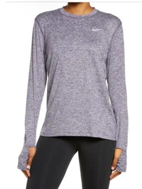 Nike Dri-FIT Element Running Long Sleeve Shirt Small Purple Heather Thumbholes